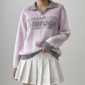 NWT "Private Club Storage" Sweater Pastel Pink White Clean Girl Aesthetic Large